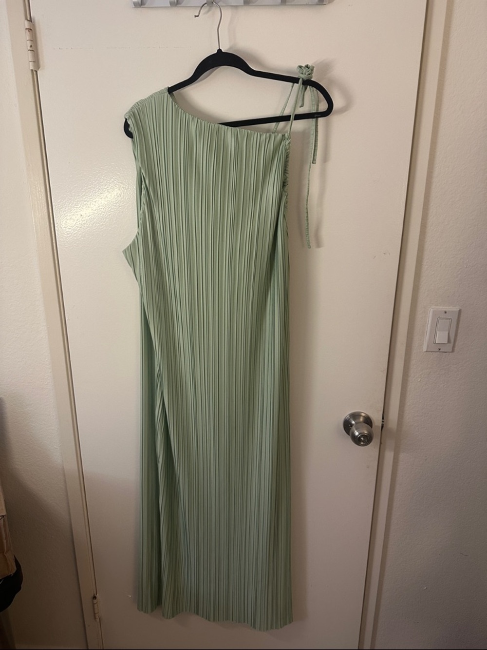 ASOS One-Shoulder Pleated Mint Green Maxi Dress